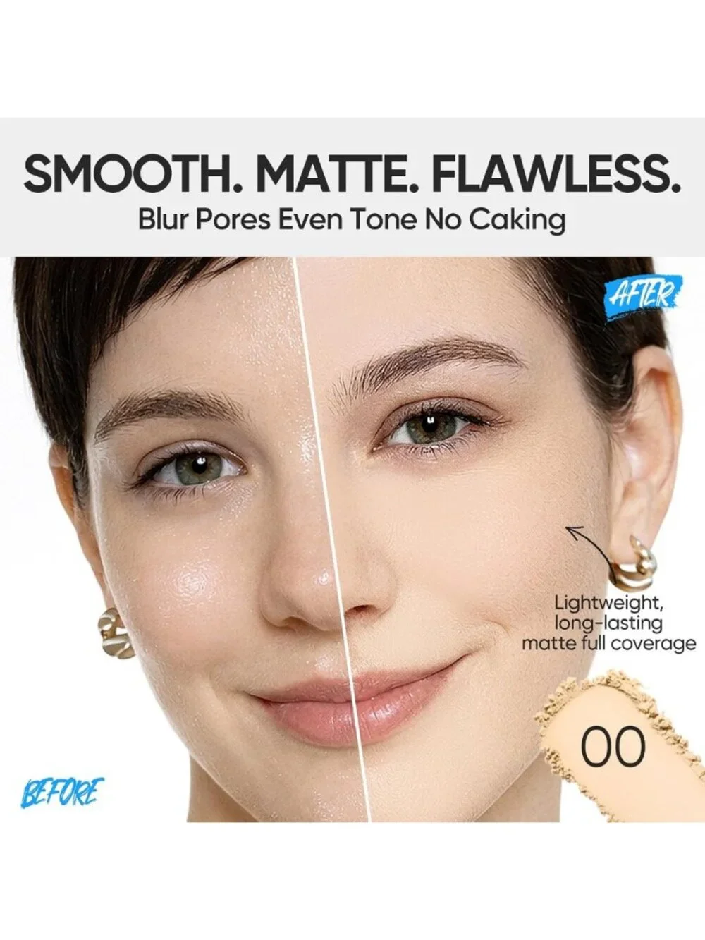 Ultra Cover Powder Foundation for Oily Skin - Lightweight, Matte Finish, 00